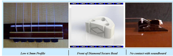 Diamond Secure String Ties Tieblock System for Classical Guitars