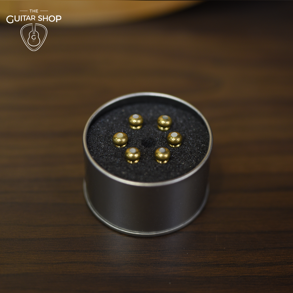 Brass Bridge Pins with Mother of Pearl Dots The Guitar Shop Singapore