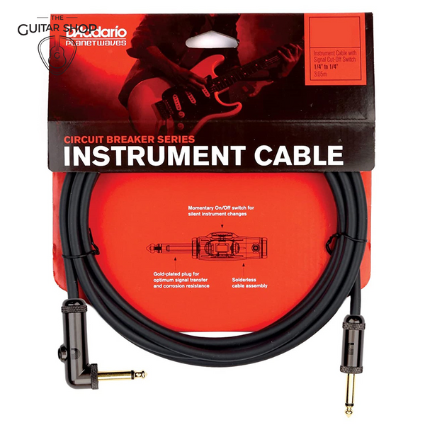 D'Addario PW-AGRA-10 Circuit Breaker Instrument Cable, Right-Angle, 10 feet