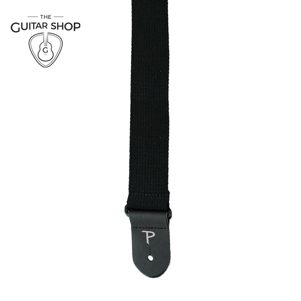 Perri's 2" Black Cotton Guitar Strap w/ Leather Ends