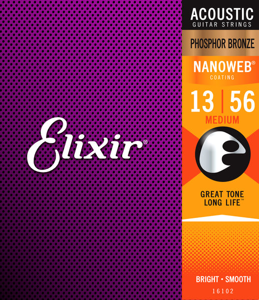 Elixir®Strings Acoustic Phosphor Bronze with Nanoweb Coating 13/56 Medium